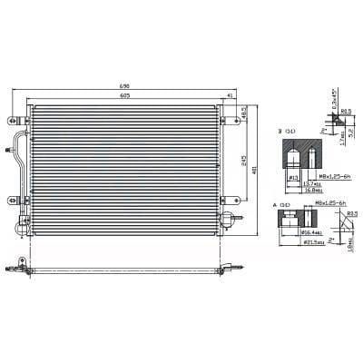 A/C Condenser Compatible With 2002-2005 Audi A4 Quattro Avant 1.8L 3.0L L4 V6 Turbo 8E0260403b