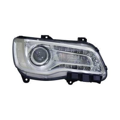 Headlight Assembly Right Passenger Side Compatible With 2015-2017 Chrysler 300 - Chrome Halogen thumbnail 2