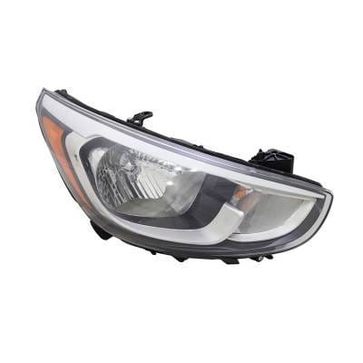 Headlight Assembly Right Passenger Side Compatible With 2015-2017 Hyundai Accent Halogen Clear Lens