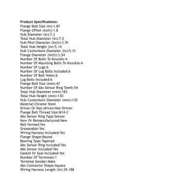 Rear Hub Bearing Assembly Compatible With 2011-2014 Ford Expedition Max F-150 6-Lug Abs 515142 thumbnail 9