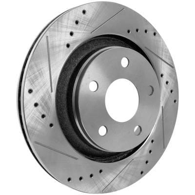 New Cross-Drilled And Slotted Brake Disc Compatible With Jeep Wrangler X 6 Cyl 3.8L Wrangler Sport S thumbnail 3