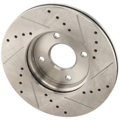 New Cross-Drilled And Slotted Brake Disc Compatible With Ford Focus Zx5 4 Cyl 2.0L Focus Zx3 4 Cyl thumbnail 11