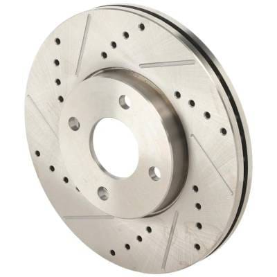 New Cross-Drilled And Slotted Brake Disc Compatible With Ford Focus Zx5 4 Cyl 2.0L Focus Zx4 4 Cyl thumbnail 3