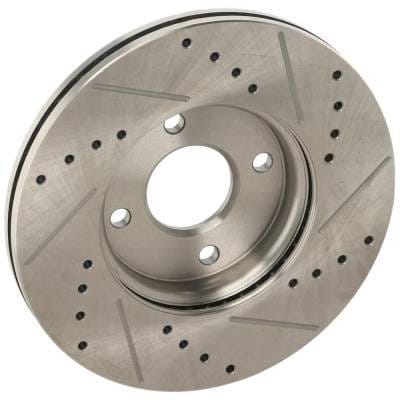New Cross-Drilled And Slotted Brake Disc Compatible With Ford Focus Zx5 4 Cyl 2.0L Focus Zx4 4 Cyl thumbnail 9