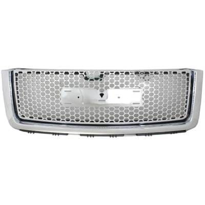 Chrome Insert Grille Assembly Compatible With Gmc Sierra 1500 Denali 8 Cyl 6.2L 2007-2013 By
