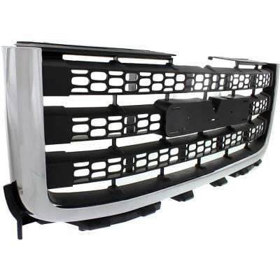 New Chrome Shell Grille Assembly Compatible With Gmc Sierra 3500 Hd Sle 8 Cyl 6.0L Sierra 2500 Hd thumbnail 5