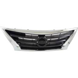 New Chrome Shell Grille Assembly Compatible With Nissan Versa 1.6 S Plus 4 Cyl 1.6L Versa S Plus 4
