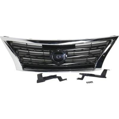 Chrome Shell Grille Assembly Compatible With Nissan Sentra Sr 4 Cyl 1.8L 2013-2015 By Ni1200253