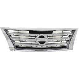 New Chrome Shell Grille Assembly Compatible With Nissan Sentra Fe+S 4 Cyl 1.8L Sentra S 4 Cyl 1.8L