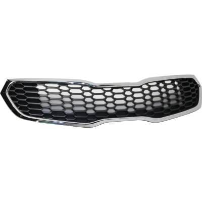 New Chrome Shell Grille Assembly Compatible With Kia Forte Lx 4 Cyl 1.8L Forte Sx 4 Cyl 2.0L Forte