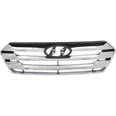 New Chrome Shell Grille Assembly Compatible With Hyundai Santa Fe Sport Base 4 Cyl 2.4L Santa Fe