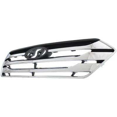 New Chrome Shell Grille Assembly Compatible With Hyundai Santa Fe Sport Base 4 Cyl 2.4L Santa Fe thumbnail 3
