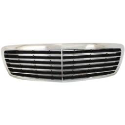 New Chrome Shell Grille Assembly Compatible With Mercedes Benz E320 Base 6 Cyl 3.2L E350 Base 6 Cyl