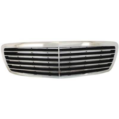 New Chrome Shell Grille Assembly Compatible With Mercedes Benz E320 Base 6 Cyl 3.2L E350 Base 6 Cyl