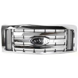 New Chrome Shell Grille Assembly Compatible With Ford F-150 Xlt 6 Cyl 3.7L F-150 Xlt 8 Cyl 5.4L