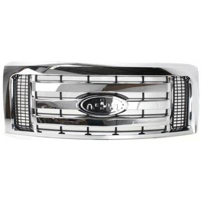 New Chrome Shell Grille Assembly Compatible With Ford F-150 Xlt 6 Cyl 3.7L F-150 Xlt 8 Cyl 5.4L