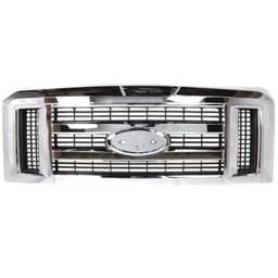 New Gray Insert Grille Assembly Compatible With Ford E-150 Base 8 Cyl 5.4L E-350 Super Duty Base 8