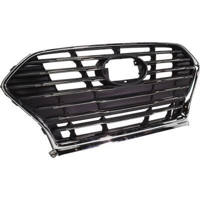 New Chrome Shell Grille Assembly Compatible With Hyundai Sonata Plug-In Hybrid Ultimate 4 Cyl 2.0L thumbnail 5