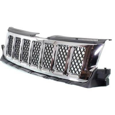 New Chrome Shell Grille Assembly Compatible With Jeep Grand Cherokee Overland 6 Cyl 3.6L Grand thumbnail 3