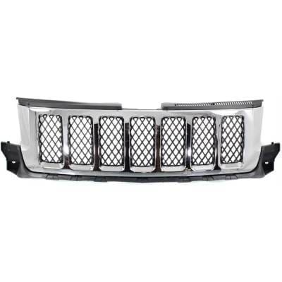 New Chrome Shell Grille Assembly Compatible With Jeep Grand Cherokee Overland Summit 6 Cyl 3.6L