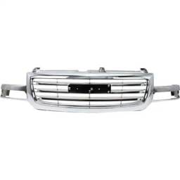 New Chrome/Horizontal Bar Grille Assembly Compatible With Gmc Sierra 2500 Wt 8 Cyl 6.0L Sierra 1500