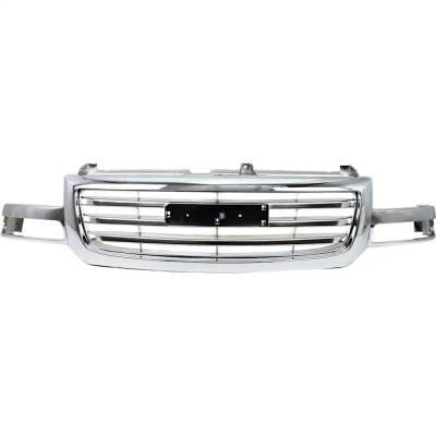 New Chrome/Horizontal Bar Grille Assembly Compatible With Gmc Sierra 2500 Wt 8 Cyl 6.0L Sierra 1500