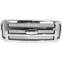 New Chrome Shell Grille Assembly Compatible With Ford F-550 Super Duty Xl 8 Cyl 6.0L F-550 Super