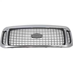 New Chrome Shell Grille Assembly Compatible With Ford Excursion Xls 10 Cyl 6.8L Excursion Limited 8
