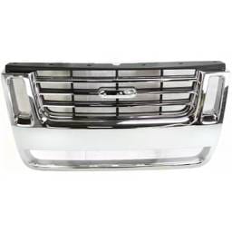 New Chrome/Black Insert Grille Assembly Compatible With Ford Explorer Sport Trac Limited 6 Cyl 4.0L