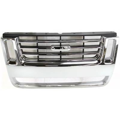 New Chrome/Black Insert Grille Assembly Compatible With Ford Explorer Sport Trac Xlt 8 Cyl 4.6L