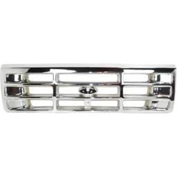 New Chrome Grille Assembly Compatible With Ford F-250 Hd Xlt 8 Cyl 7.3L F-Super Duty Custom 8 Cyl