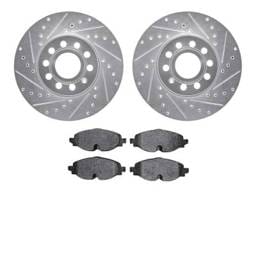 New Cross-Drilled Brake Disc And Pad Kit Compatible With Audi Volkswagen Golf Sportwagen Tdi S 4 Cyl
