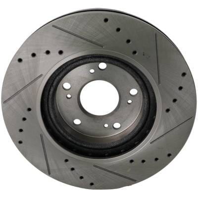 New Cross-Drilled Brake Disc Compatible With Acura Honda Civic Si 4 Cyl 2.4L Ilx Dynamic 4 Cyl 2.4L thumbnail 3