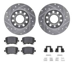 New Cross-Drilled Brake Disc And Pad Kit Compatible With Audi Volkswagen Jetta Gli 4 Cyl 2.0L Jetta