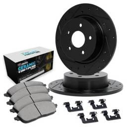 New Black Brake Disc And Pad Kit Compatible With Jaguar Xjs 2+2 12 Cyl 6.0L Vanden Plas Base 6 Cyl