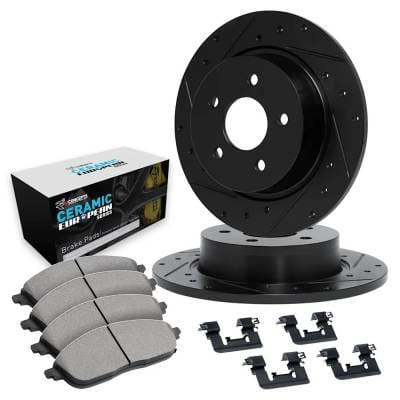 New Black Brake Disc And Pad Kit Compatible With Jaguar Vanden Plas Majestic 6 Cyl 4.0L Xj12 Base 12