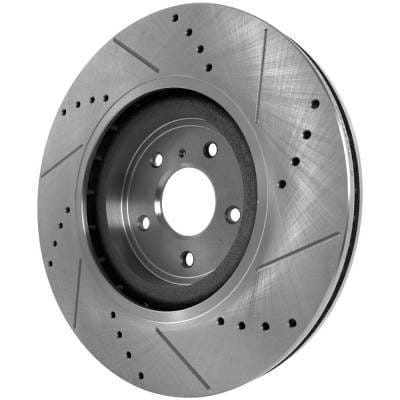 New Cross-Drilled And Slotted Brake Disc Compatible With Infiniti Nissan Q60 Base 6 Cyl 3.7L Q60 Red thumbnail 9