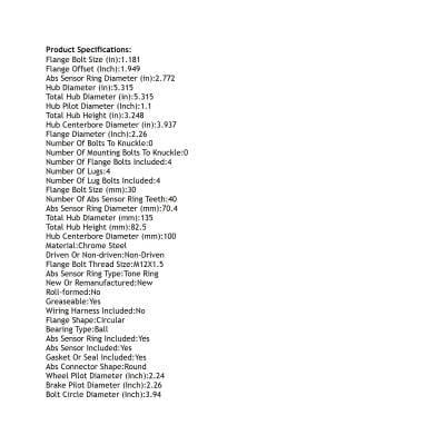New Hub Assembly Compatible With Dodge Plymouth Neon 2.0L 1995 1996 1997 By Part Numbers Pt512021 thumbnail 9