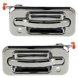 Front Driver And Passenger Side Exterior Door Handle Compatible With 2003-2009 Hummer H2 Chrome With
