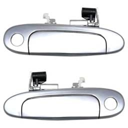 Front Driver And Passenger Side Exterior Door Handle Compatible With 2000-2005 Toyota Echo Chrome