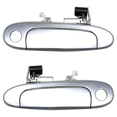 Front Driver And Passenger Side Exterior Door Handle Compatible With 2000-2005 Toyota Echo Chrome