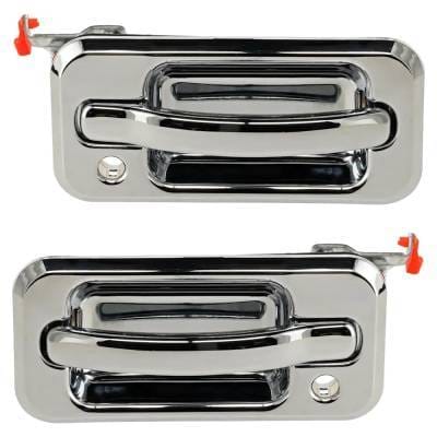 Front Driver And Passenger Side Exterior Door Handle Compatible With 2003-2009 Hummer H2 Chrome With