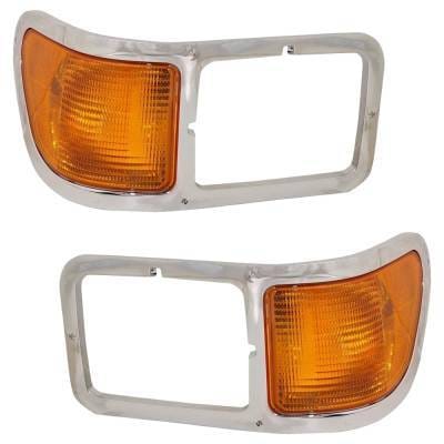 Chrome Headlight Bezel Set With Parking Lights Compatible With 2000-2015 Ford F-650 F-750 Left And