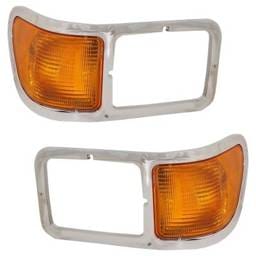 Driver And Passenger Chrome Headlight Bezel Set With Parking Lights Compatible With 2000-2015 Ford