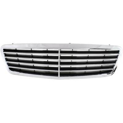 New Chrome Shell Grille Assembly Compatible With Mercedes Benz C320 Base 6 Cyl 3.2L C240 Base 6 Cyl