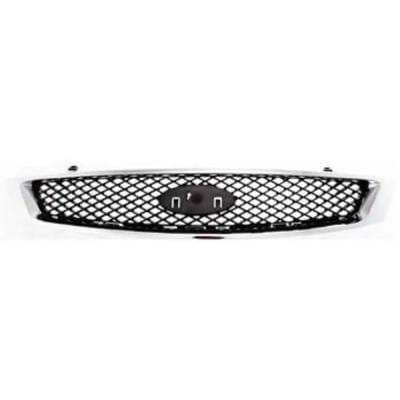 New Chrome Shell Grille Assembly Compatible With Ford Focus Zx4 4 Cyl 2.0L Focus S 4 Cyl 2.0L Focus thumbnail 3