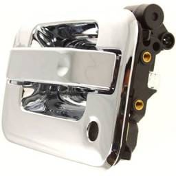 Front Left (Driver Side) Exterior Door Handle Compatible With 2004-2014 Ford F-150 Chrome With Key
