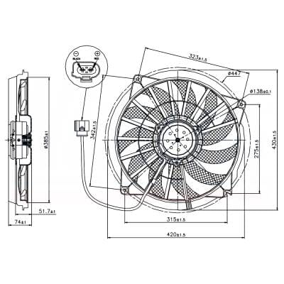 Engine Cooling Fan Motor Assembly Compatible With 2004-2009 Audi S4 4.2L V8 8E0959455f 8E0959455g thumbnail 12