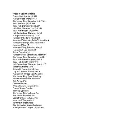New Hub Assembly Compatible With Chrysler Pacifica 3.5L 3.8L 2004 2005 2006 By Part Numbers Ha590208 thumbnail 10
