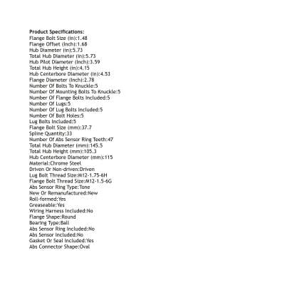 Front Hub Bearing Assembly Compatible With 1997-2006 Buick Regal Riviera Lesabre Without Abs thumbnail 8